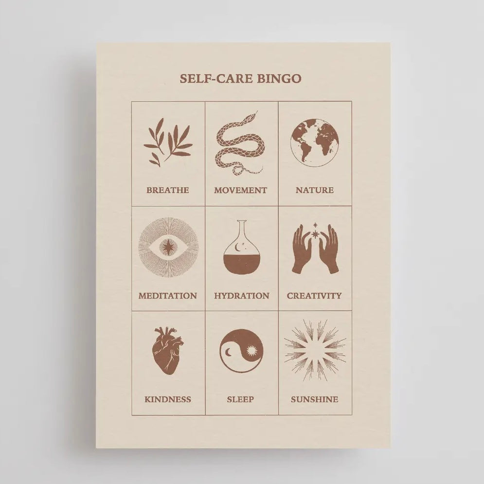 ‘Self-Care Bingo’ Affirmation Postcard