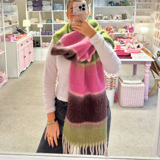 Pink & Green Extra Large Blanket Scarf