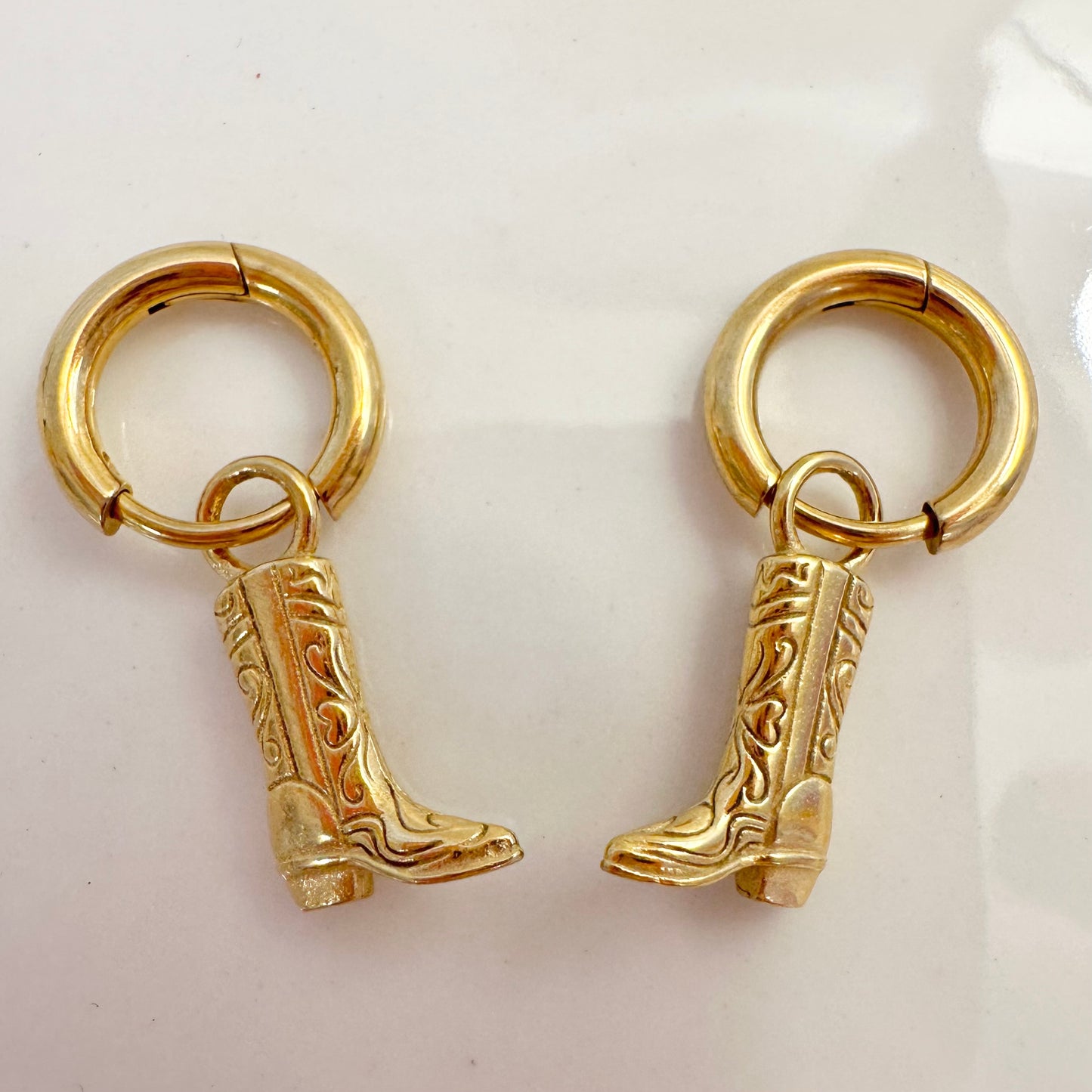 Mini Gold Cowboy Boot Earrings