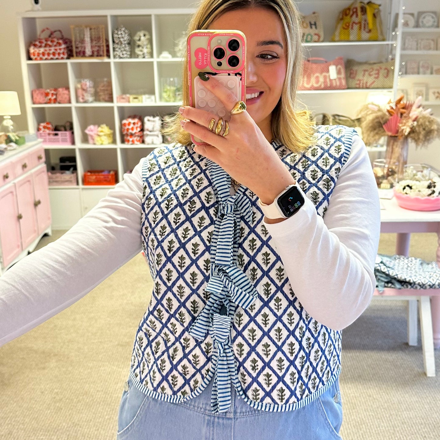 Blue & White Floral Tie Waistcoat/Vest
