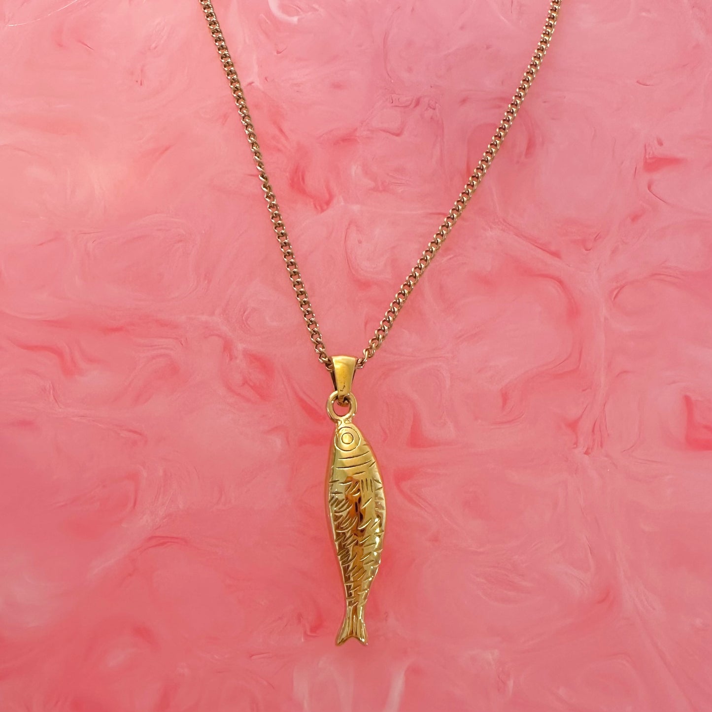 Fisherman Inspired Fish Gold Pendant Necklace