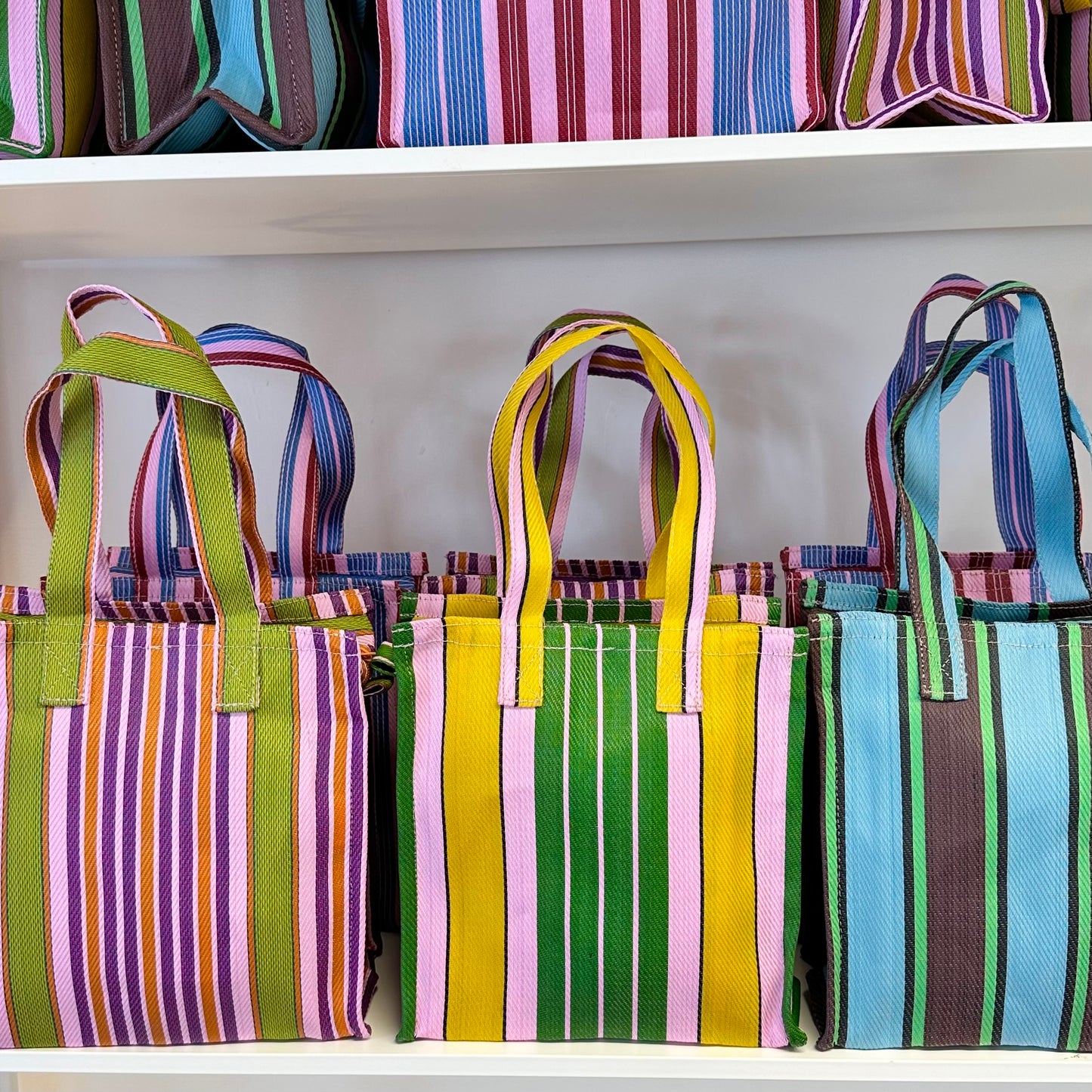 Recycled Stripe Mini Tote Bag