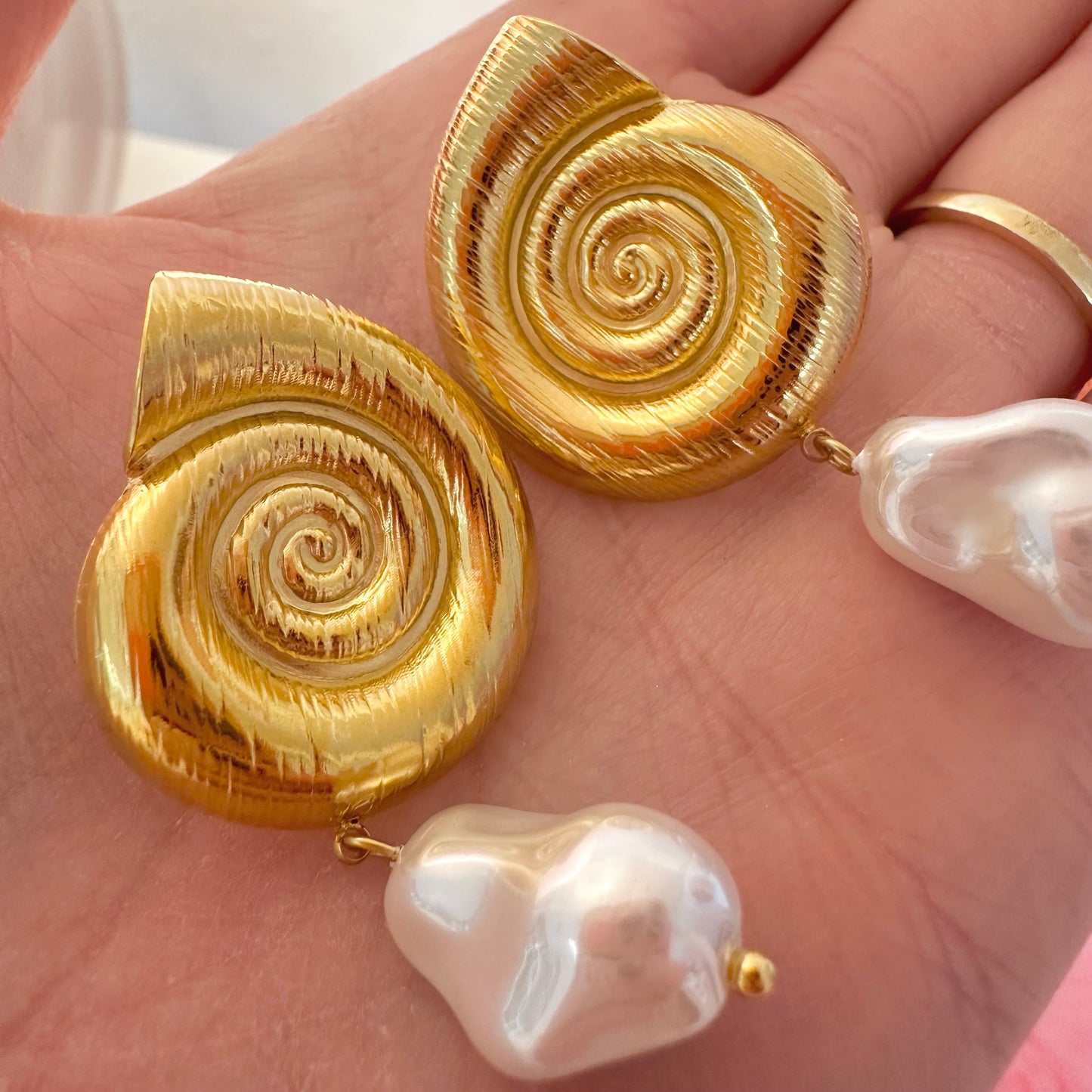 Shell Pearl Drop Statement Earrings