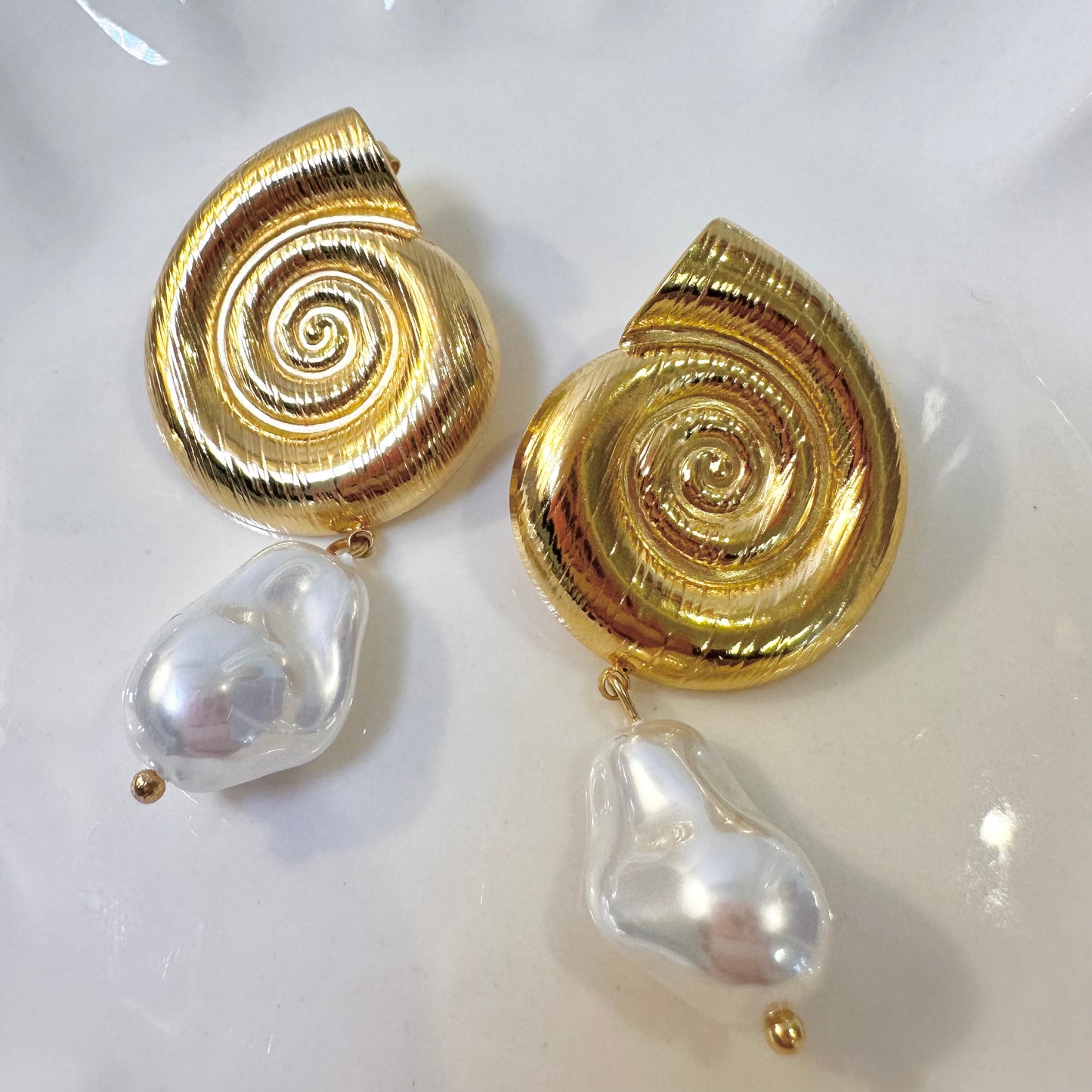 Shell Pearl Drop Statement Earrings
