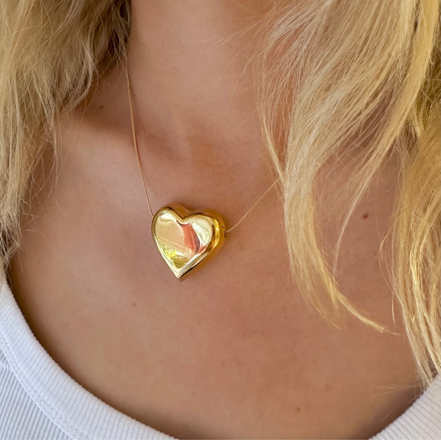Gold Chunky Heart Necklace