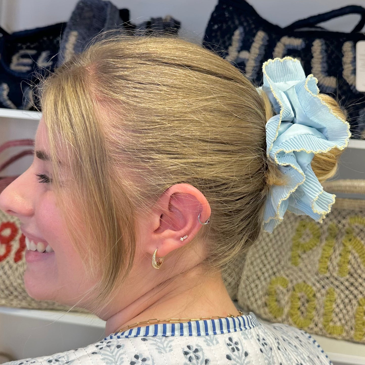 Silk Baby Blue Oversize Scrunchie