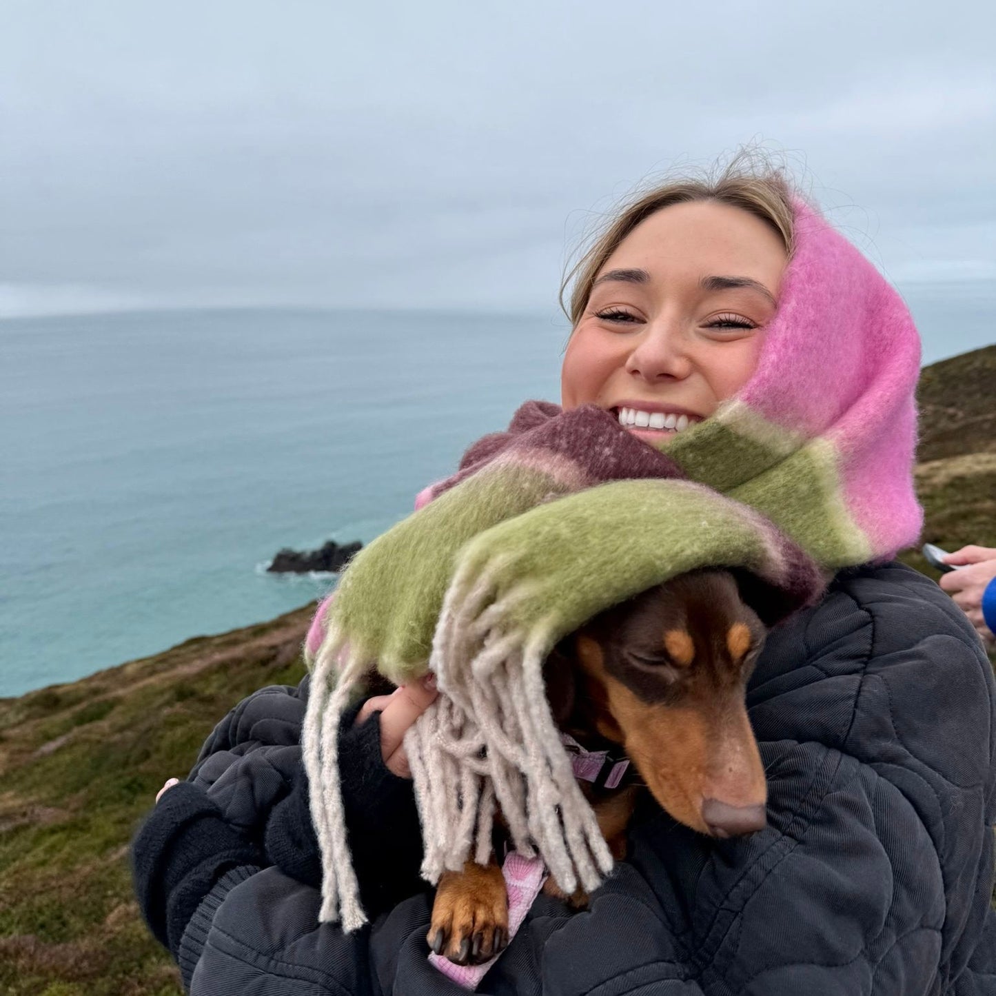 Pink & Green Extra Large Blanket Scarf