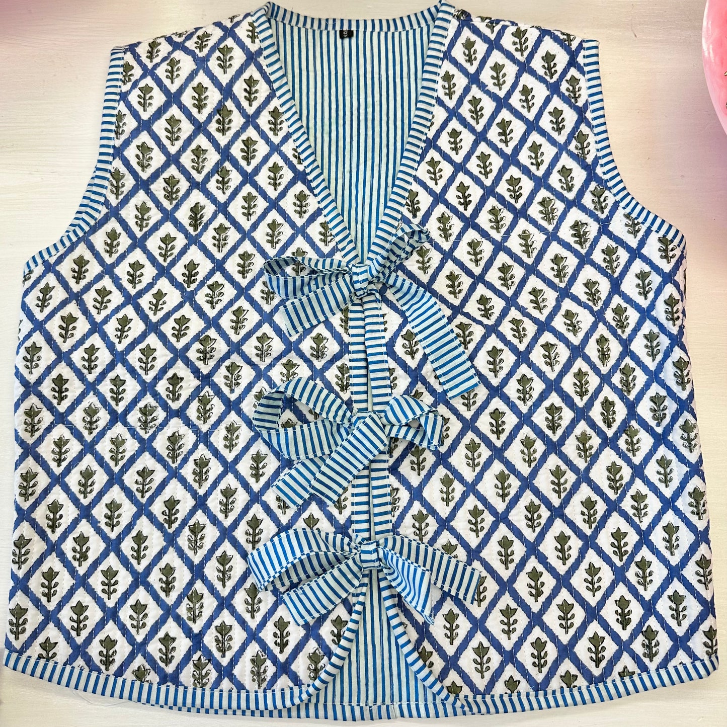 Blue & White Floral Tie Waistcoat/Vest