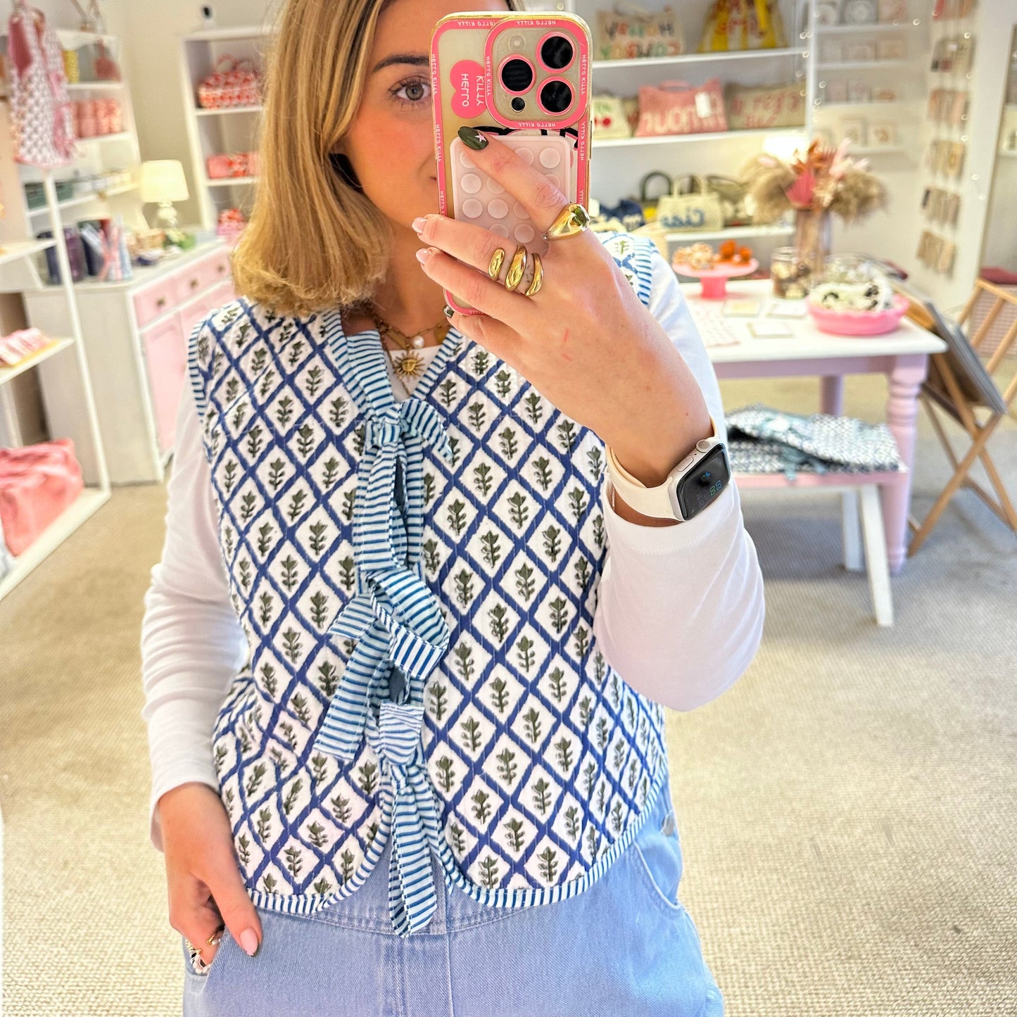 Blue & White Floral Tie Waistcoat/Vest