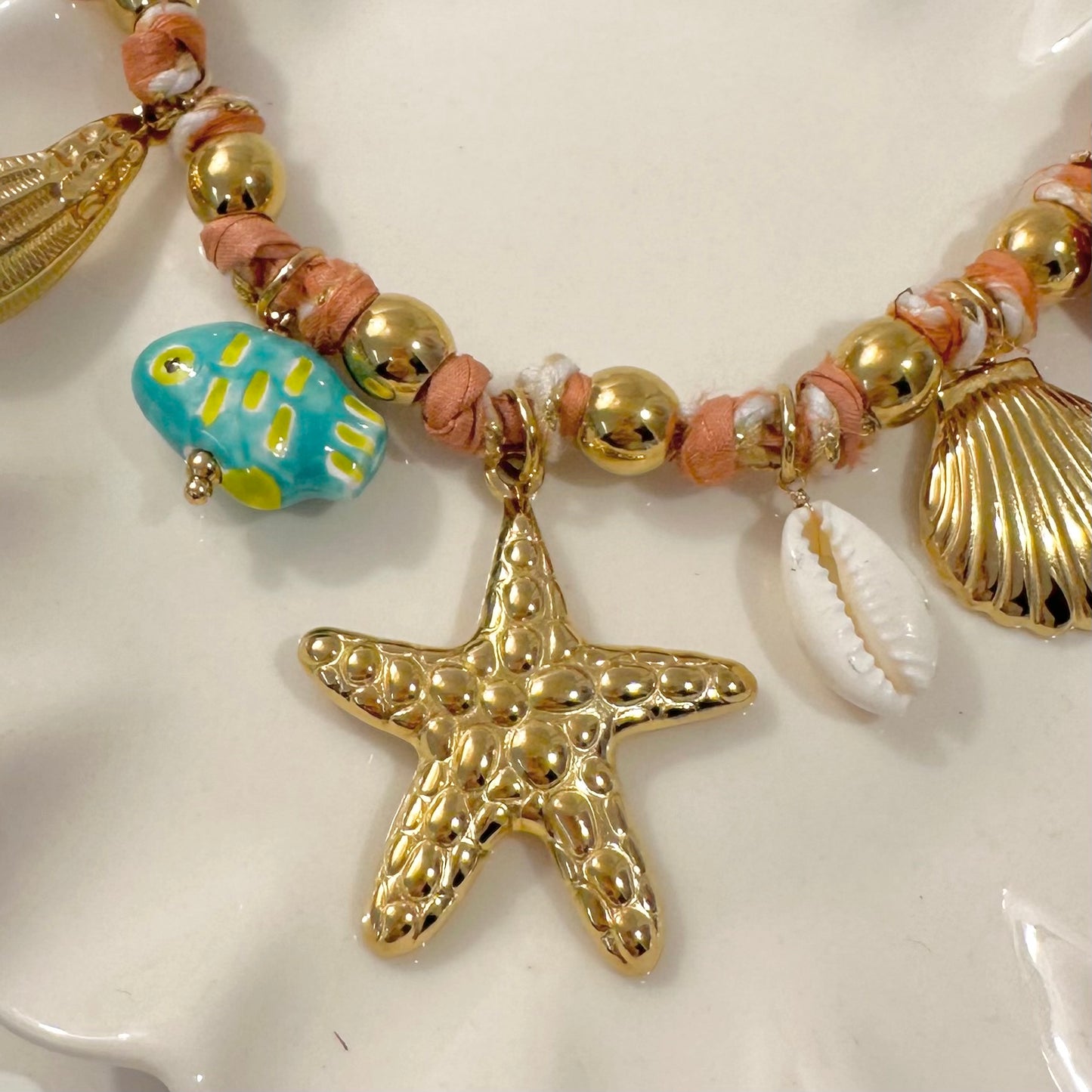 Boho Beach Babe Cord Charm Necklace