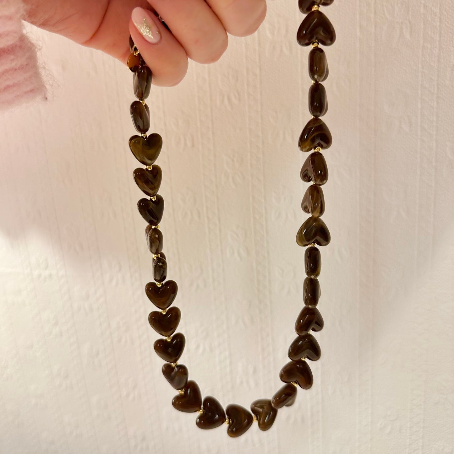 Gold & Brown Resin Beaded Necklace