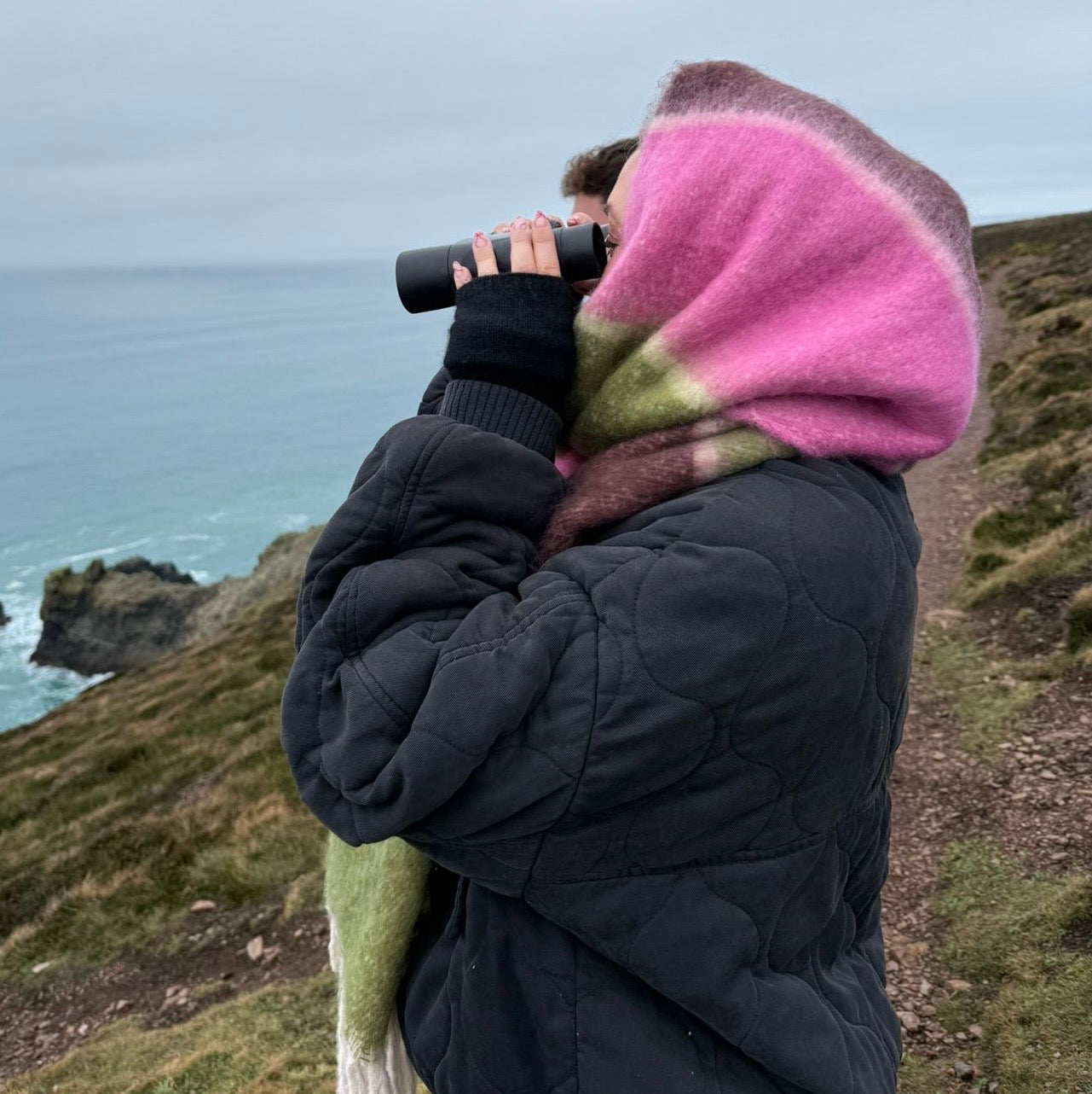 Pink & Green Extra Large Blanket Scarf