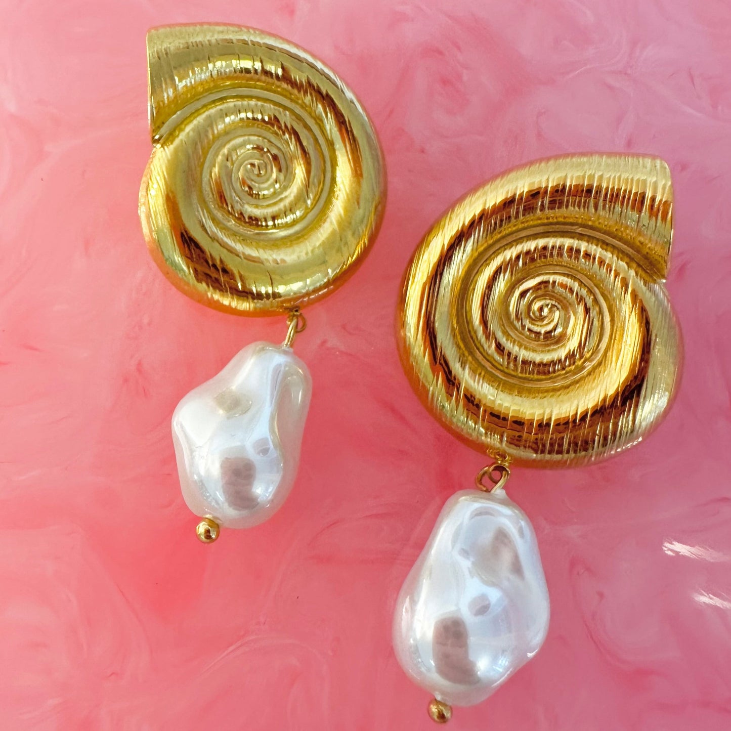 Shell Pearl Drop Statement Earrings