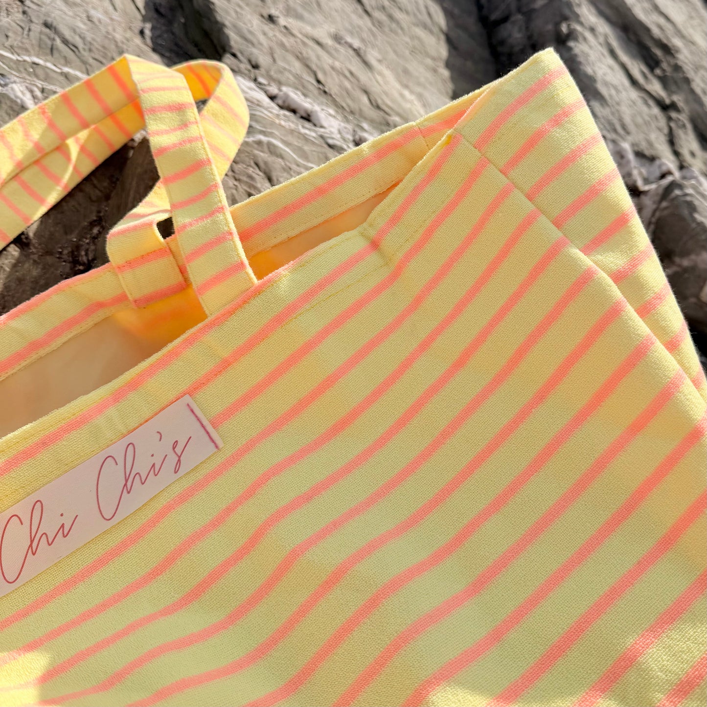 *SECONDS* Chi Chi’s Yellow & Pink Stripe Tote Bag