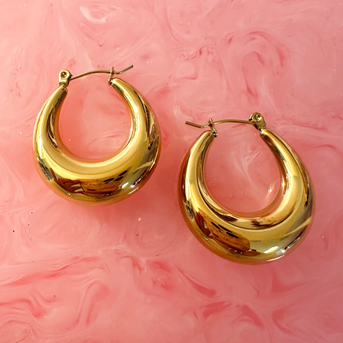 Gold Chunky Hoop Earrings ✨