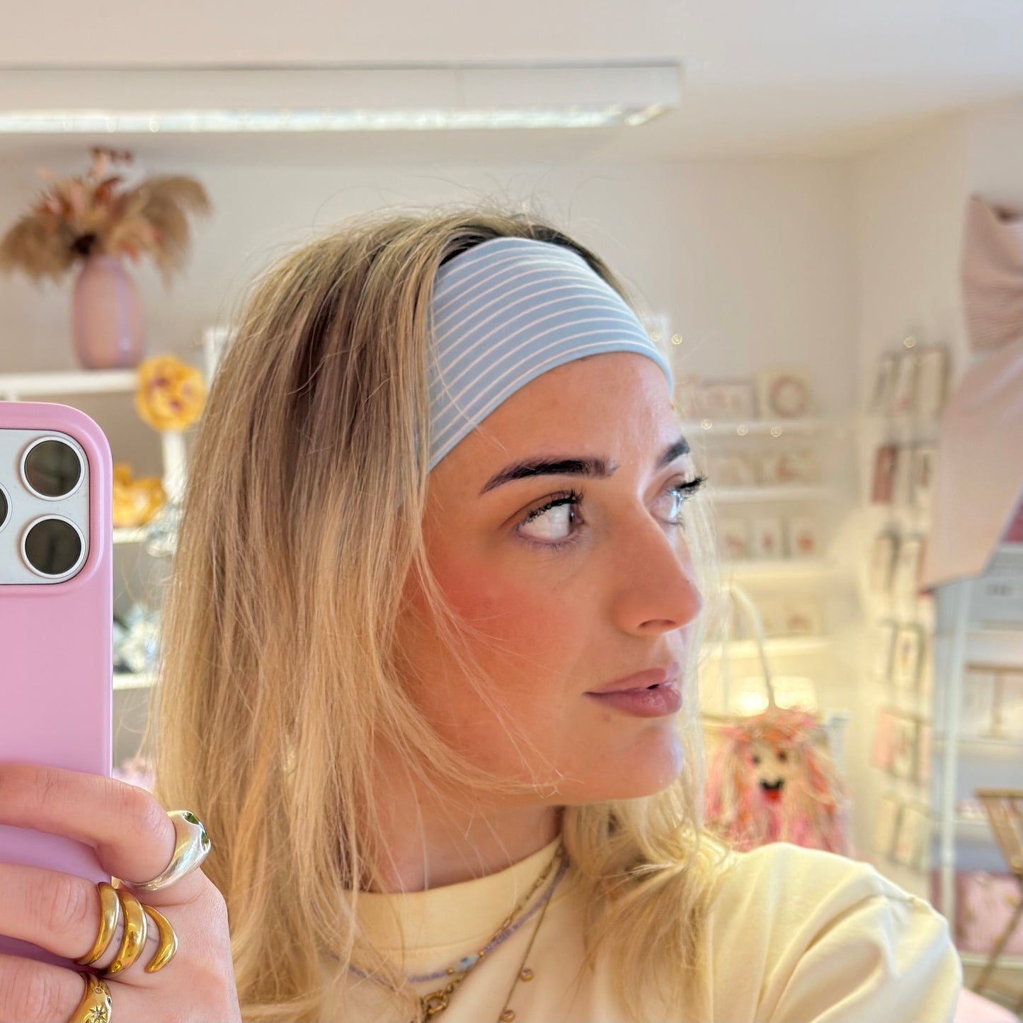 Baby Blue & White Stripe Headband