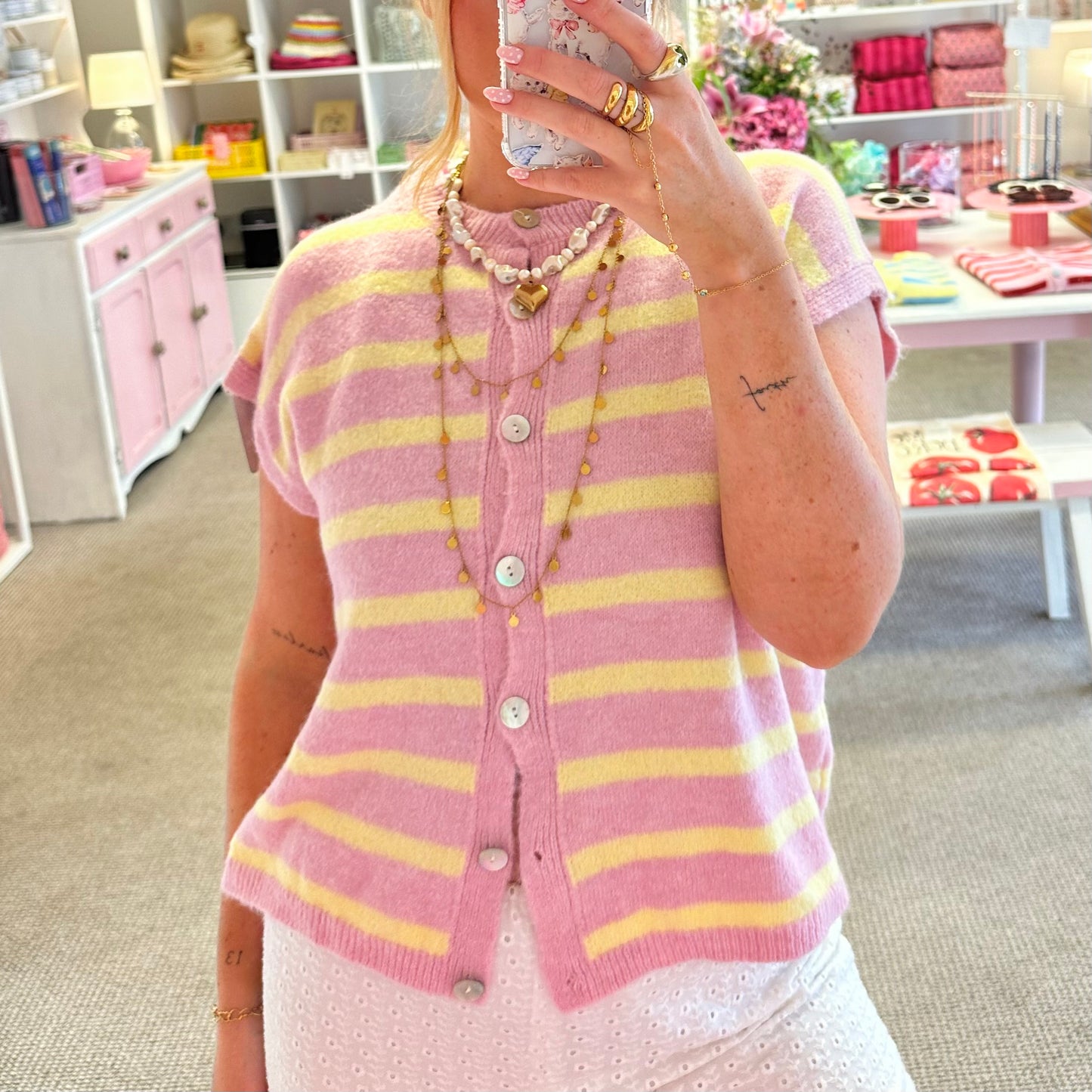 Stripe Sleeveless Button Up Vest (3 Colourways)