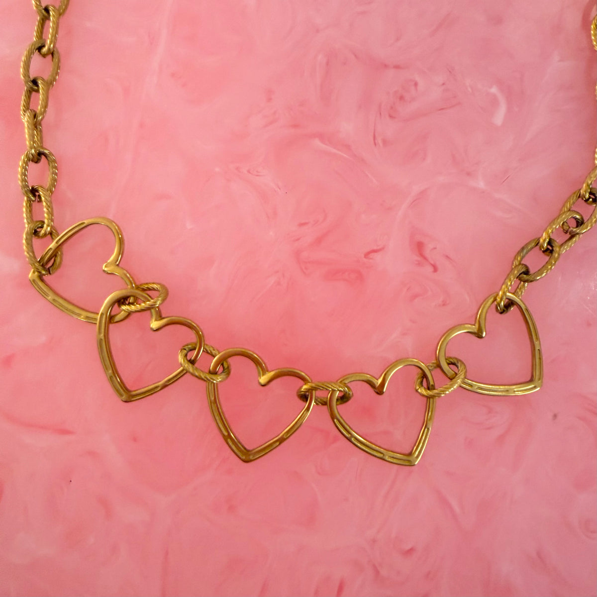 Chunky Chain Interlock Heart Necklace