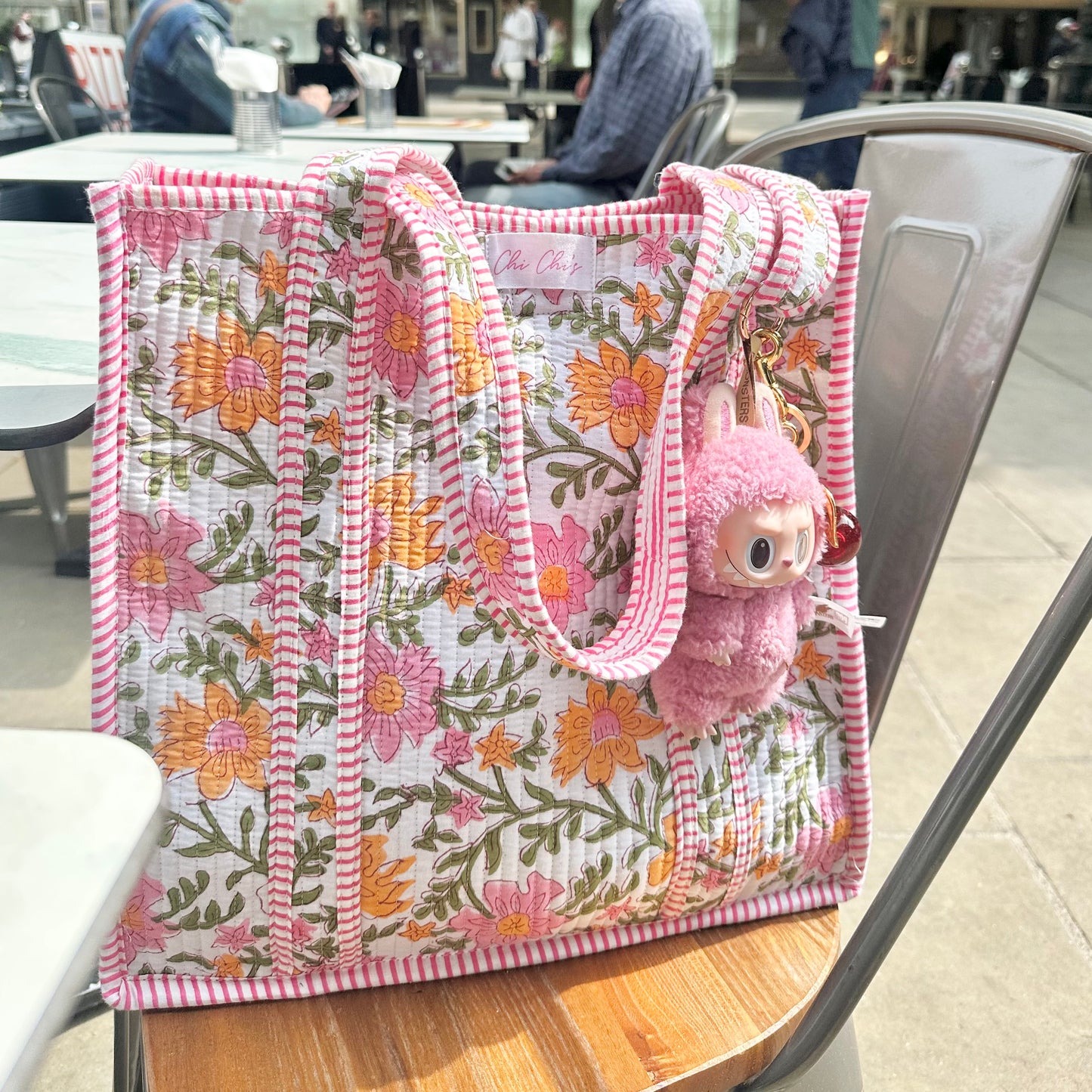 🩷COMING BACK SOON🩷 Pink & Green Floral Quilted Cotton Tote Bag