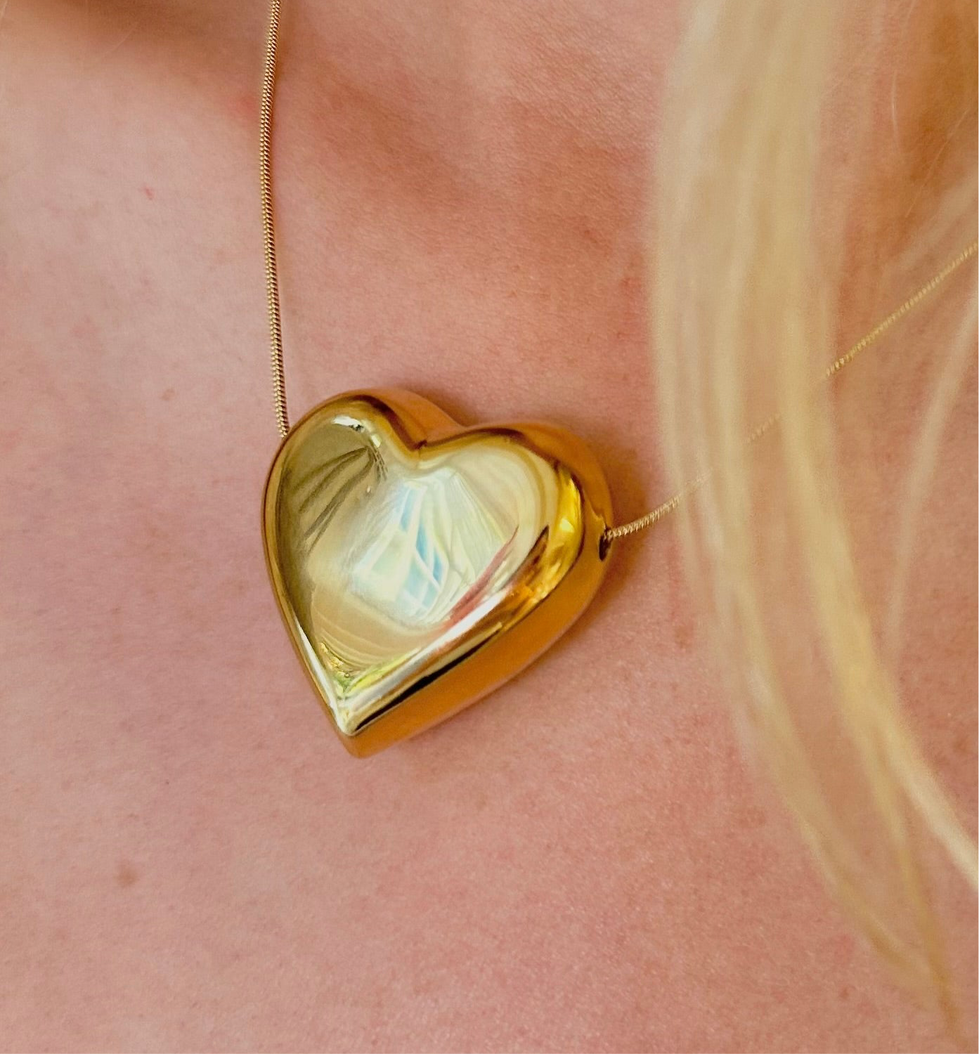 Gold Chunky Heart Necklace