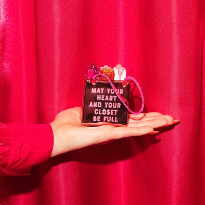 Pink Shopping Bag Christmas Ornament