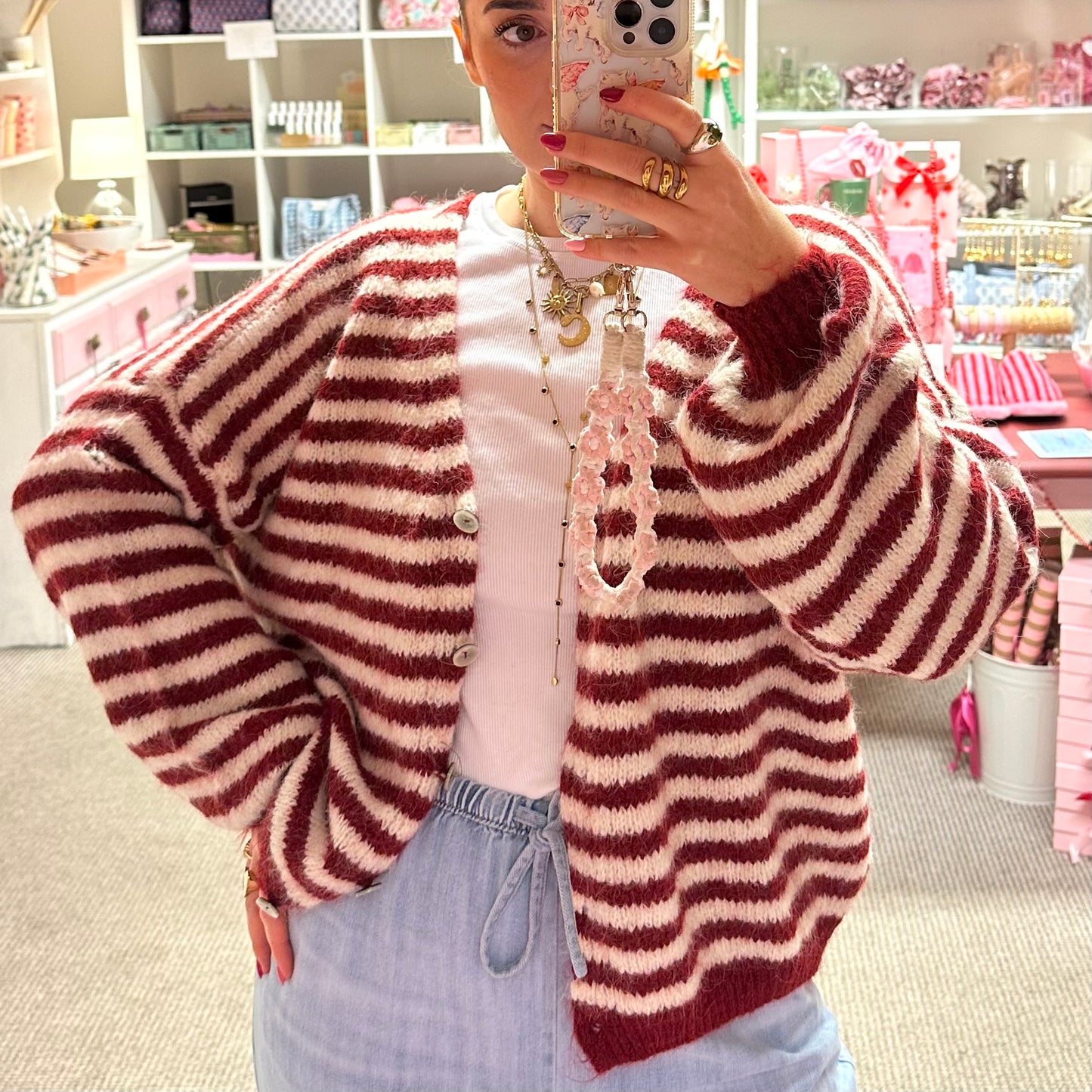 Super Soft Burgundy Stripe Cardigan ✨
