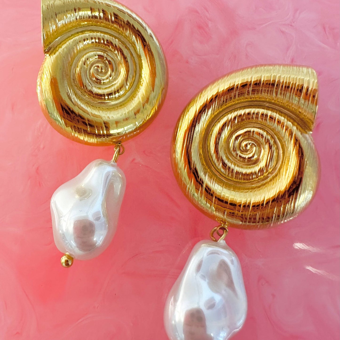 Shell Pearl Drop Statement Earrings