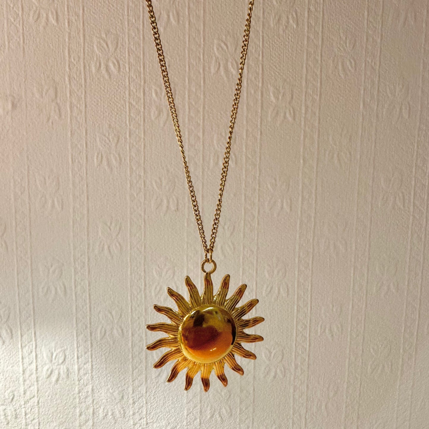 Gold Necklace With Large Sun Pendant