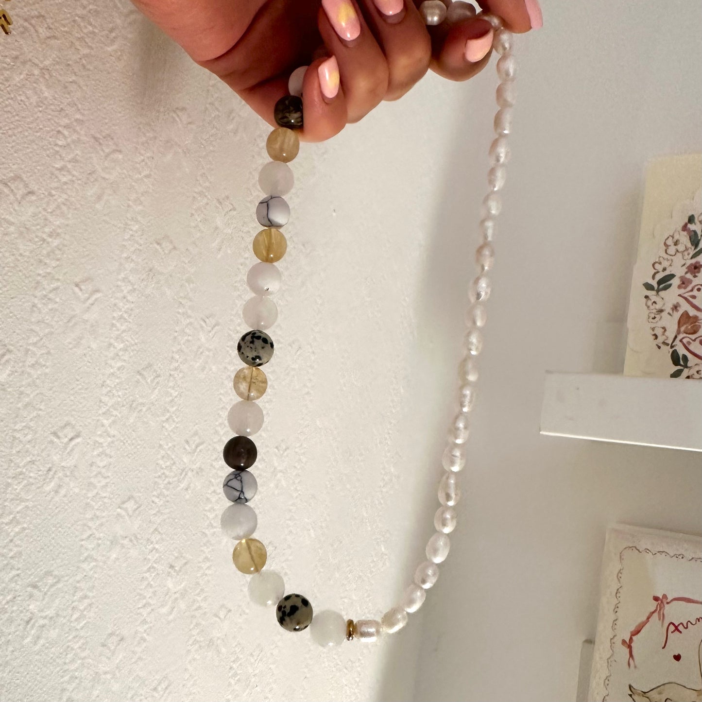 Half & Half Multitone Neutral Beaded Necklace
