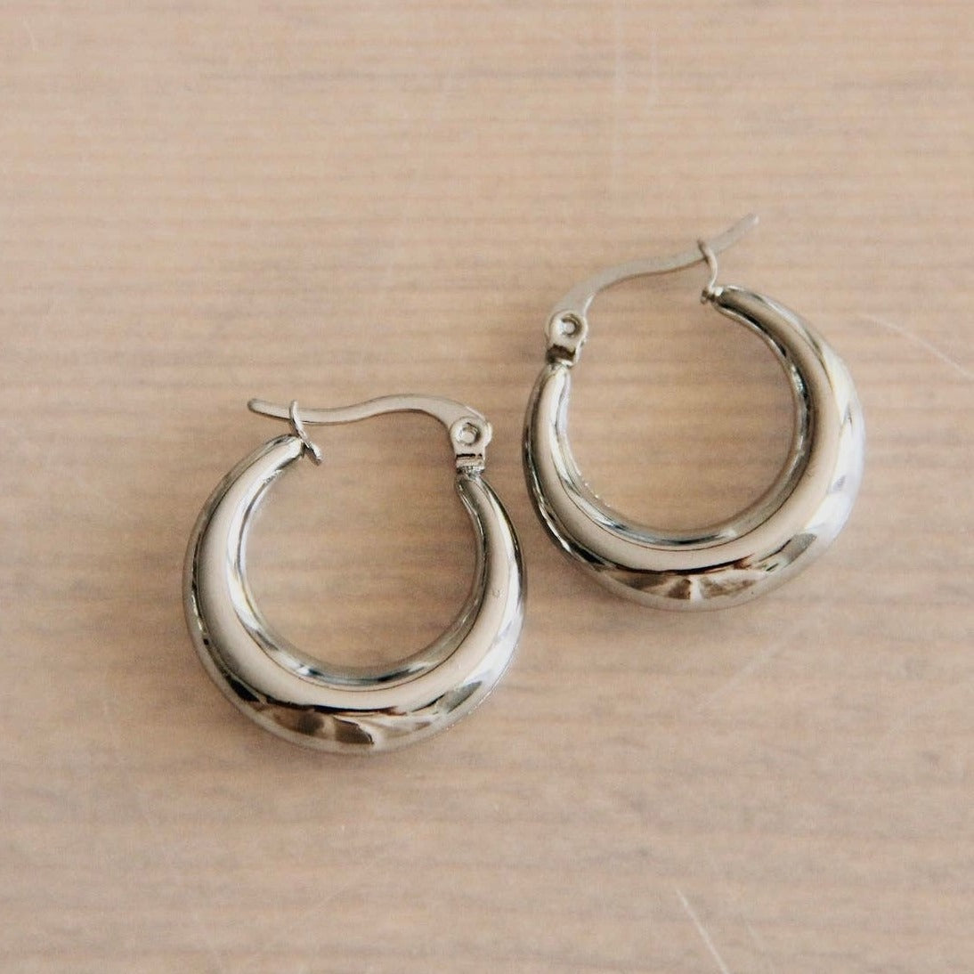 Silver Chunky Minimal Hoops
