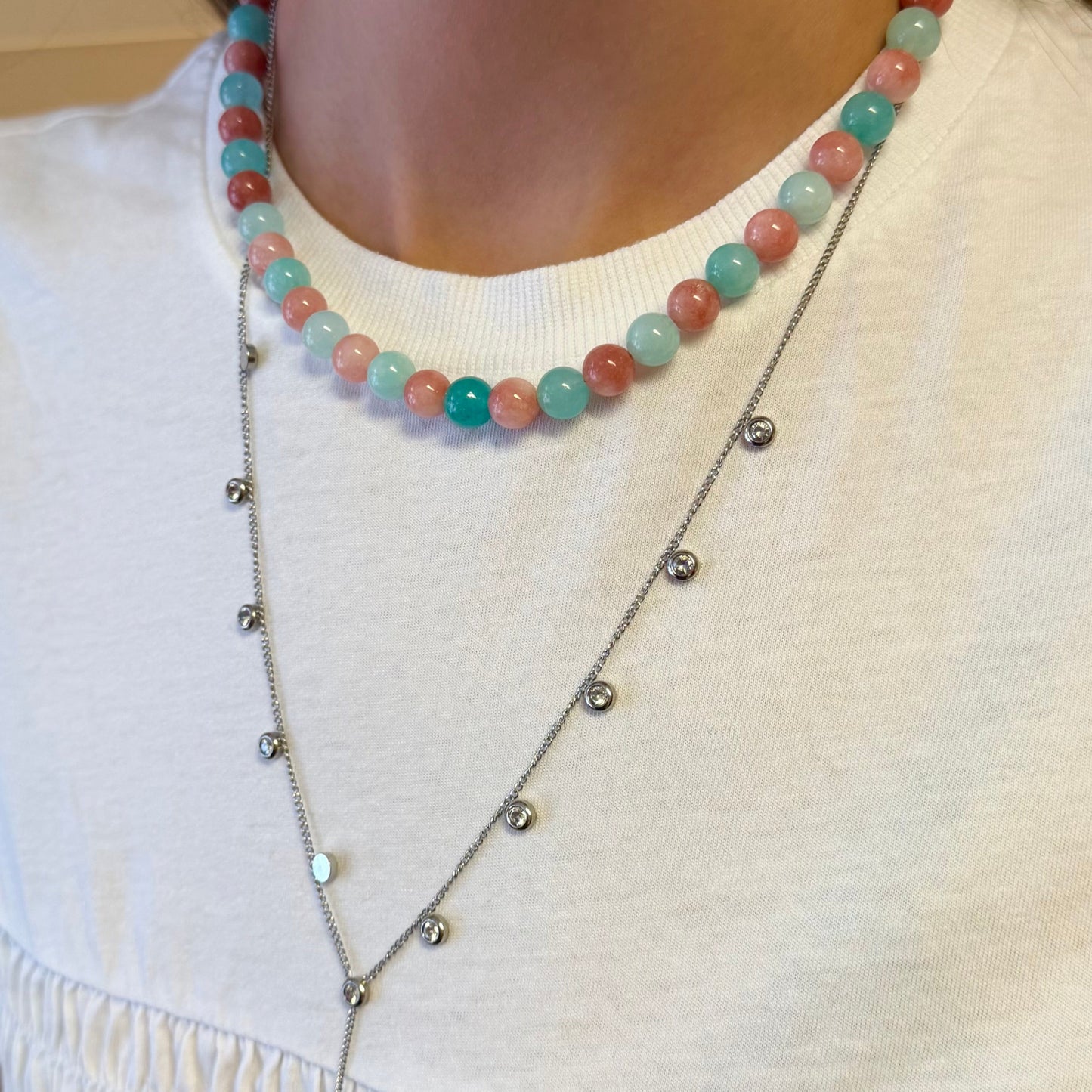 Pink And Turquoise Beaded Necklace