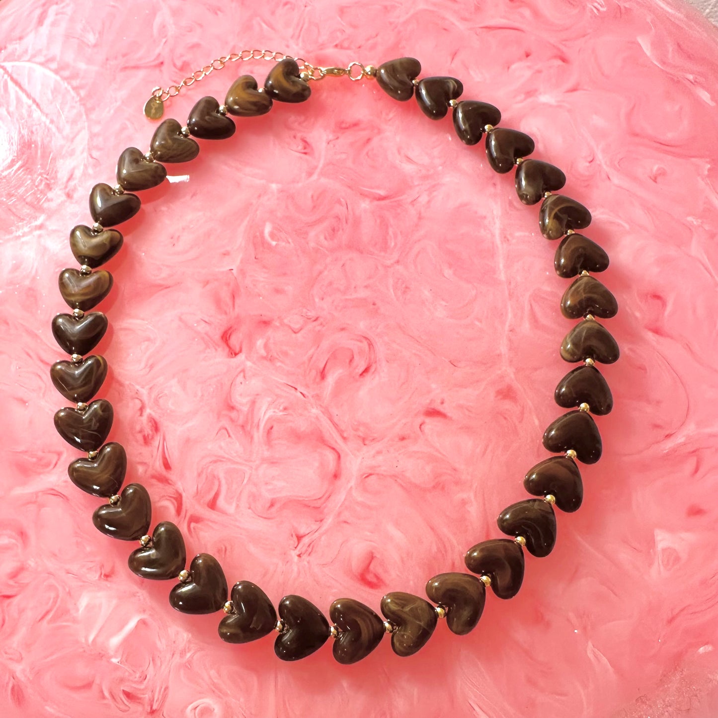 Gold & Brown Resin Beaded Necklace