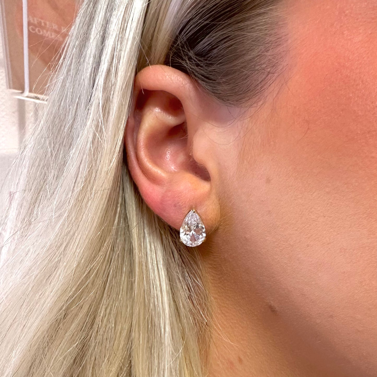 Sparkly Teardrop Crystal Stud Earrings