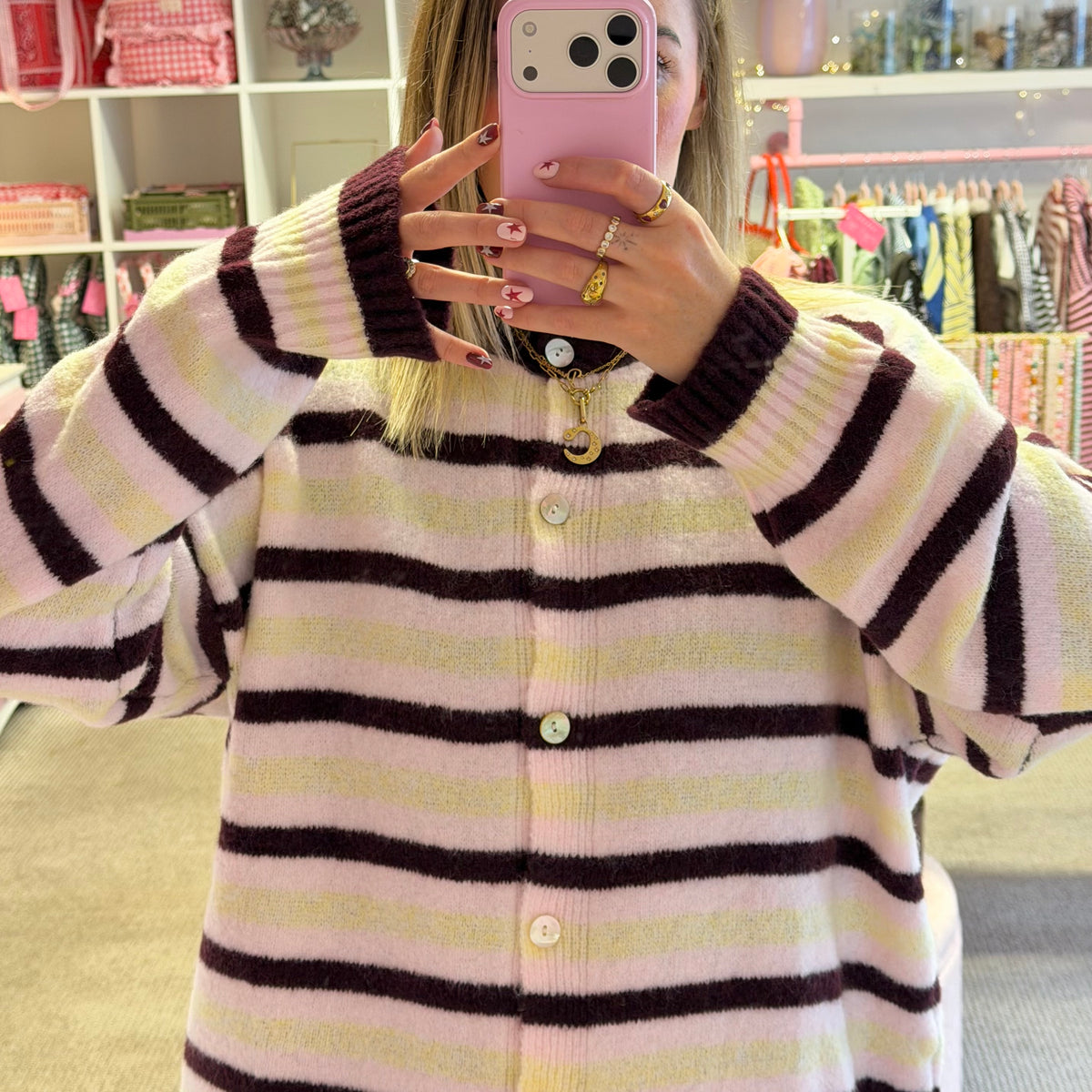 Oversize Burgundy Stripe Cardigan