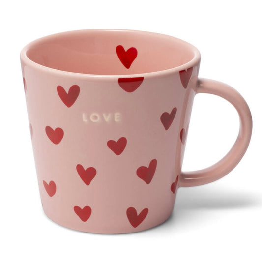 ‘LOVE’ Red Heart & Pink Tea Mug