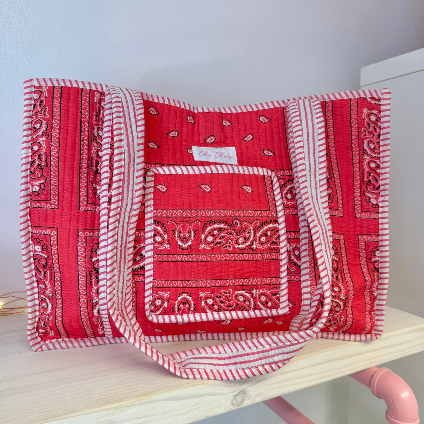 Chi Chi’s Red Bandana Print Tote Bag ❤️