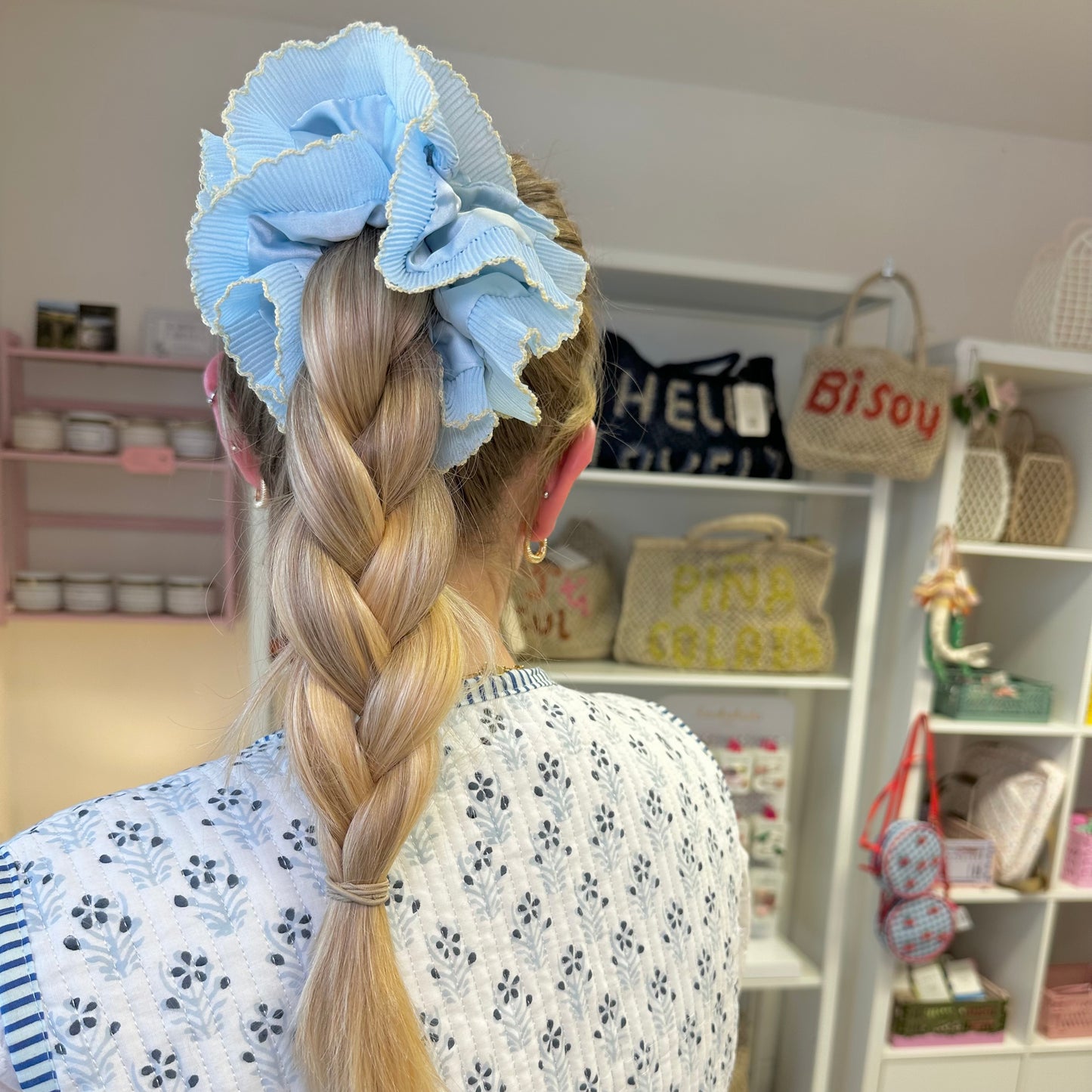 Silk Baby Blue Oversize Scrunchie