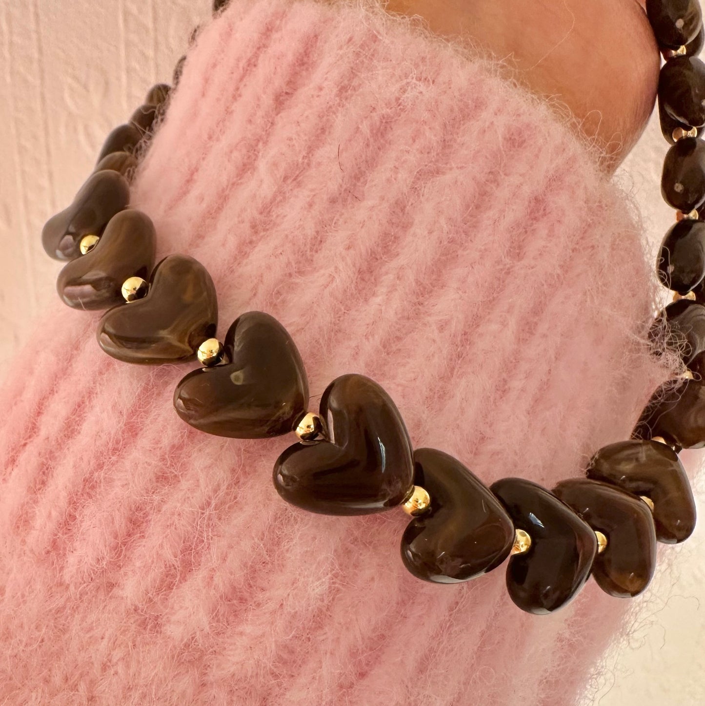 Gold & Brown Resin Beaded Necklace