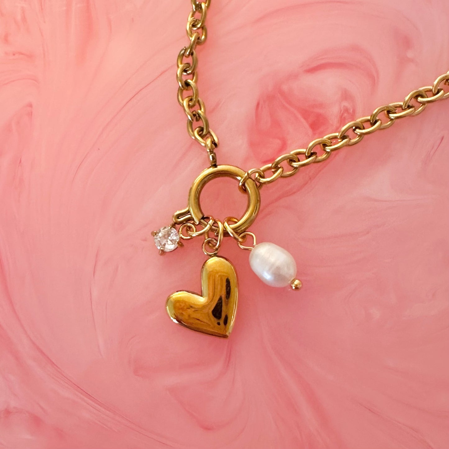 Charm Gold Necklace With 3 Charms