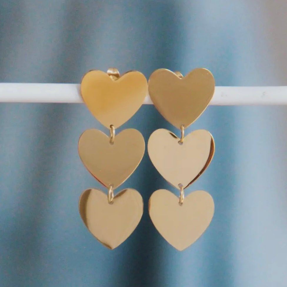 3 Heart Drop Earrings