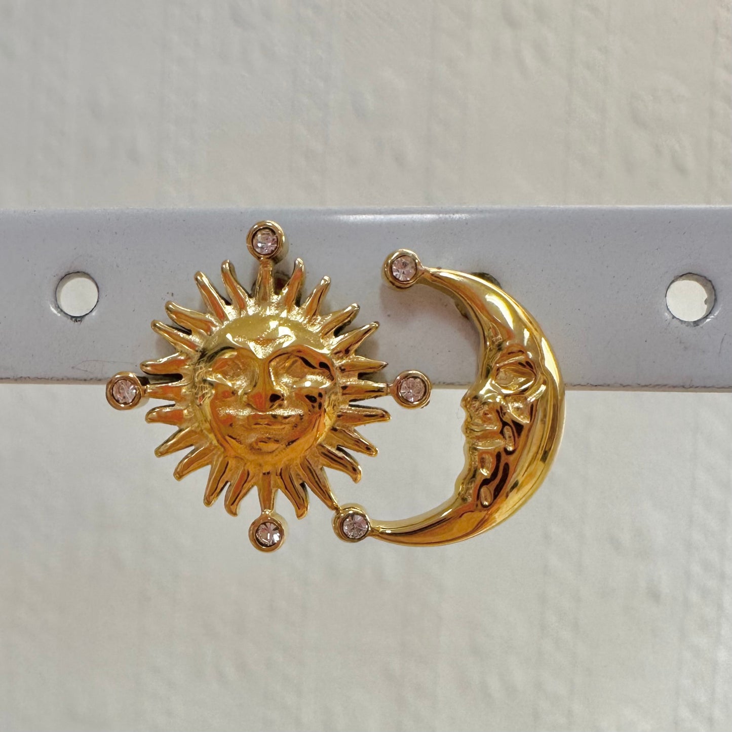 Sun & Moon Mini Gold Stud Earrings