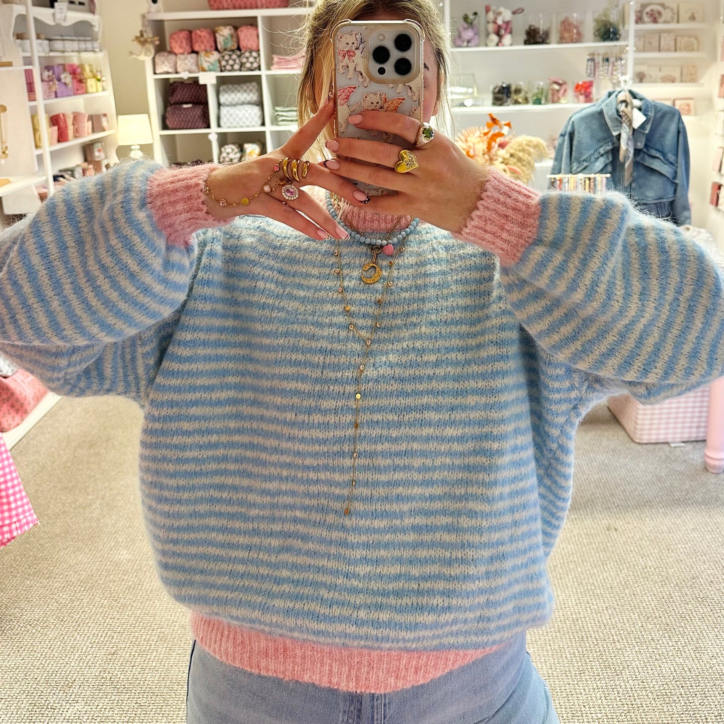 Baby Blue & Pink Super Soft Stripe Jumper