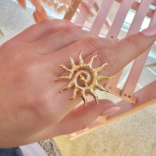 Large Sun Statement Gold Ring