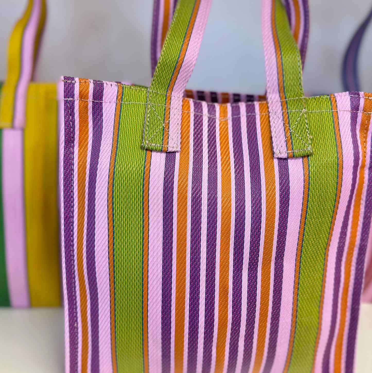 Recycled Stripe Mini Tote Bag