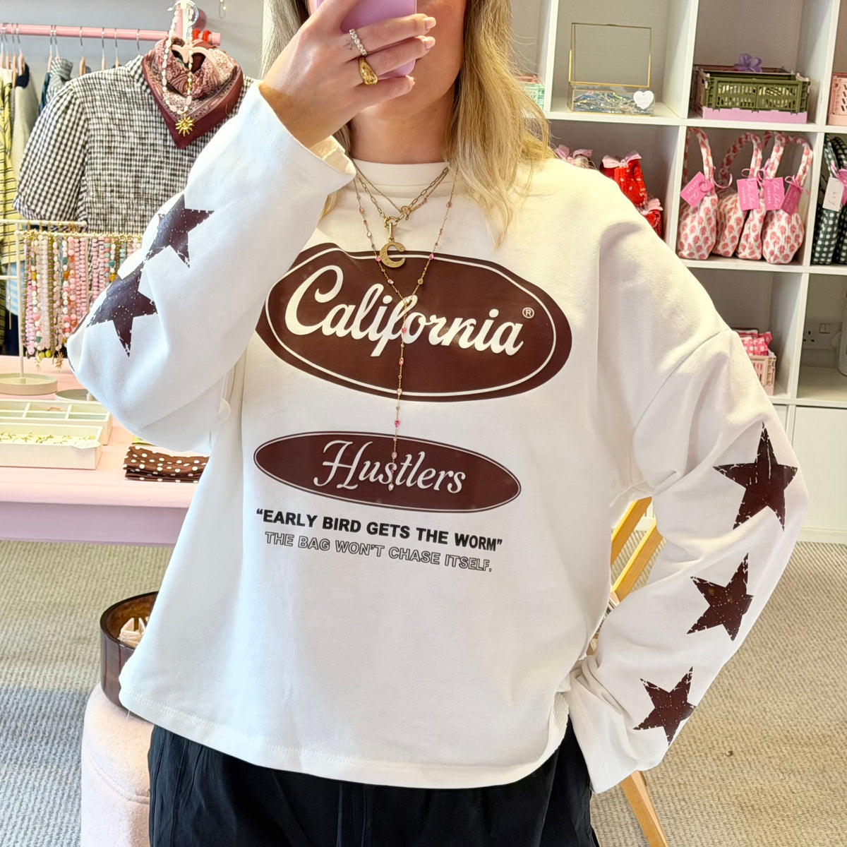 'California' Printed Long Sleeve Sweatshirt Style T-Shirt