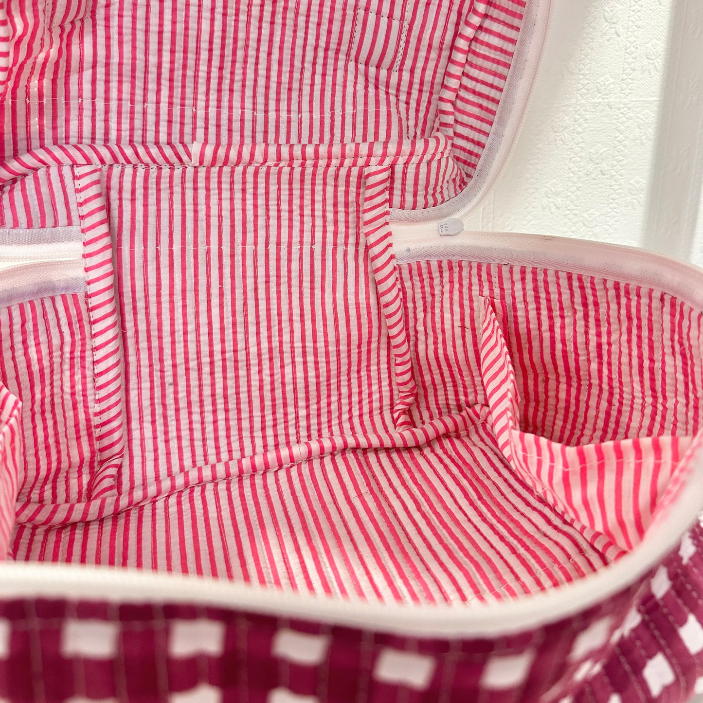 Burgandy Gingham Extra Large Washbag