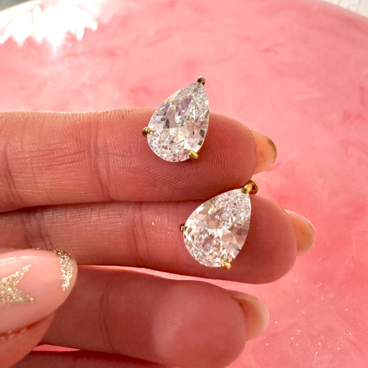 Sparkly Teardrop Crystal Stud Earrings