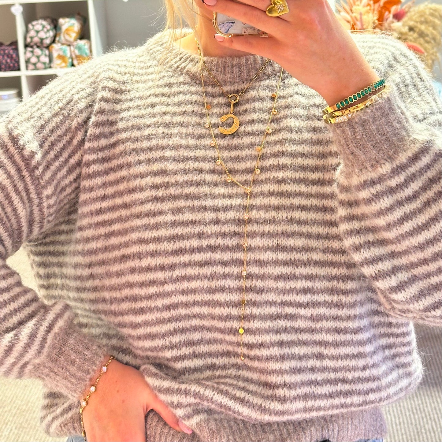 Beige & Cream Super Soft Stripe Jumper