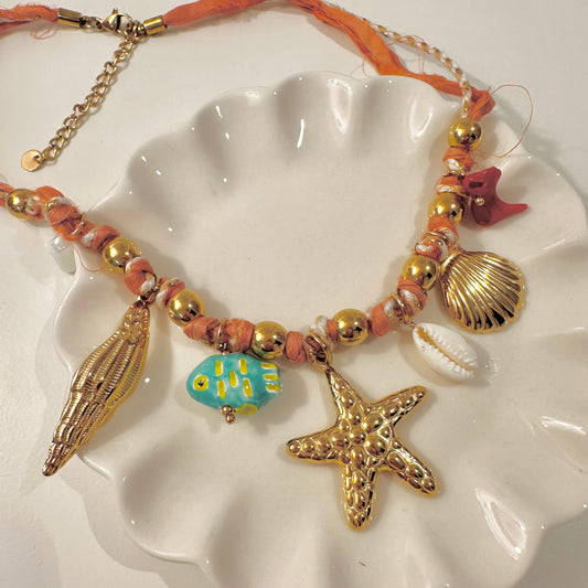 Boho Beach Babe Cord Charm Necklace