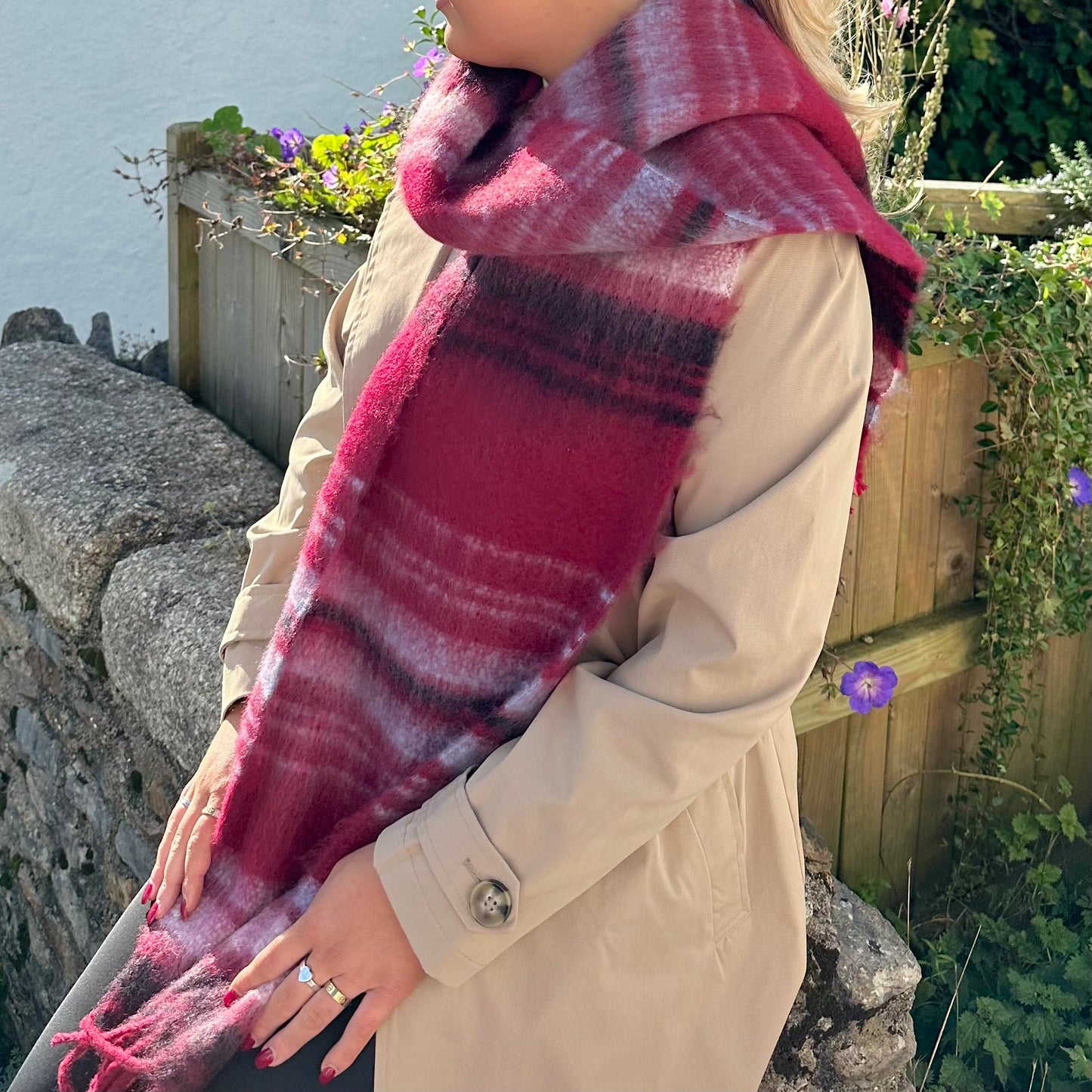 Burgundy Cosy Blanket Scarf